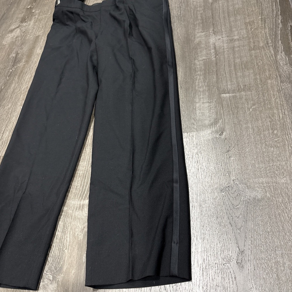 VTG 70s Wool Dress Pants With Suspenders Side Belt Talon Zipper Adjustable 38x31 - Picture 9 of 16